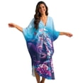 thumbnail image 1 of Xixirimido Sea Turtle Floral Butterfly Print Kaftan Dress for Women, Plus Size Hawaiian Batwing Sleeve Beach Cover Up V-Neck Summer Swimsuit Dresses, 1 of 7