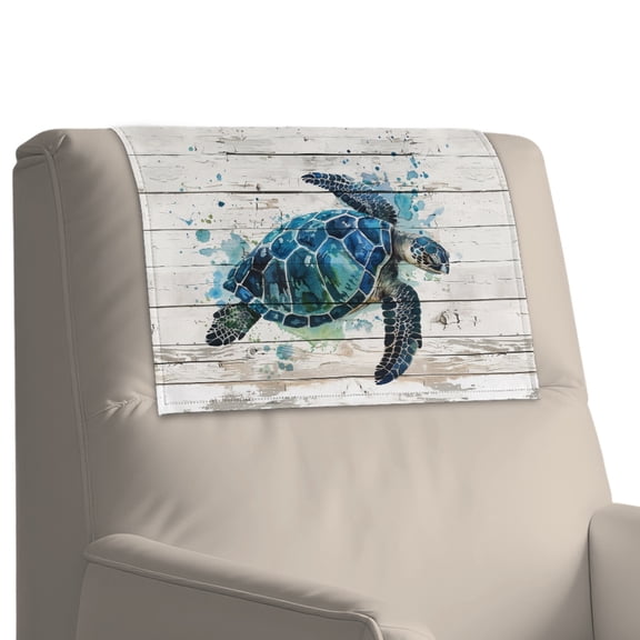 Xixirimido Sea Turtle Woodgrain White Print Headrest Cover for Recliner Chair Leather Sofa Headrest Cover Head Protector Furniture Protector for Recliner Sofa Slipcovers, 2Pcs