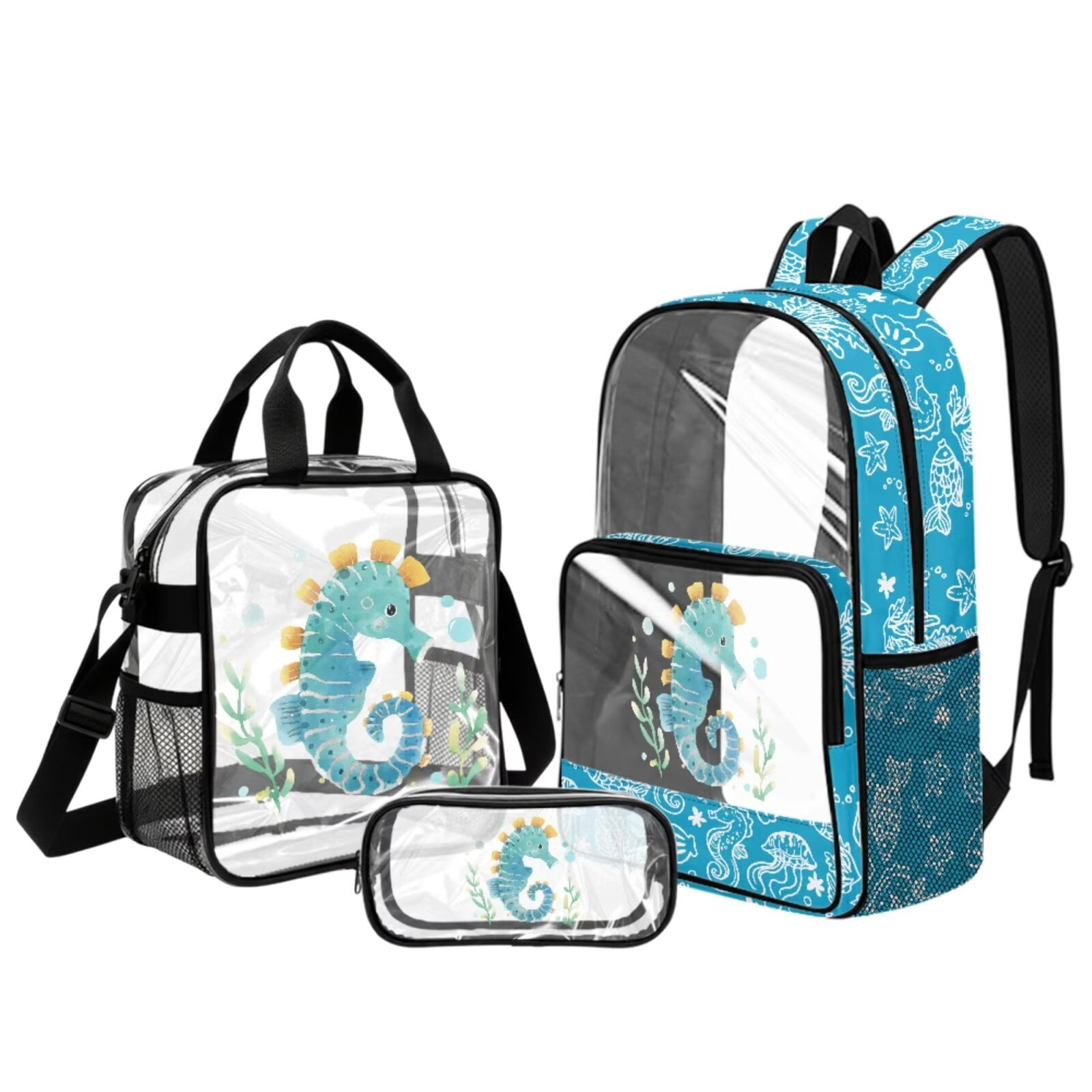 30pcs Clear Backpack Set with Lunch Bag & Stationery Case Xixirimido Dinosaur Colored Camo Print Clear Backpack for  main image 2