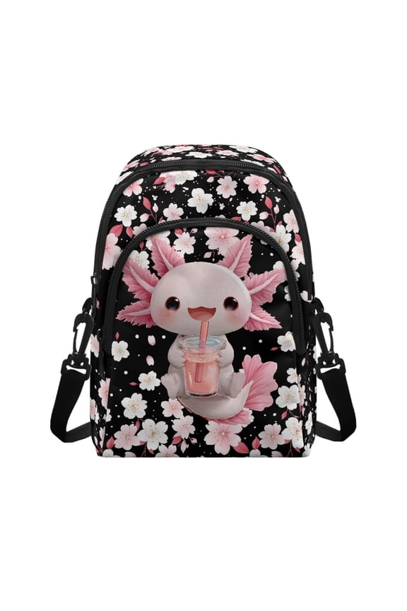 Shoulder Bag Crossbody for Women Crossbody Bags with Adjustable Strap Cell Phone Purses Sling Bag for Travel Hiking Shopping, Axolotl White Cherry Blossom