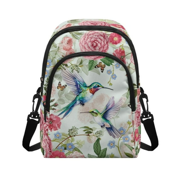 Xixirimido Shoulder Bag Crossbody for Women Crossbody Bags with Adjustable Strap Cell Phone Purses Sling Bag for Travel Hiking Shopping, Hummingbird Butterfly Floral