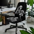 thumbnail image 1 of Xixirimido Skull Black Print Computer Office Chair Covers Stretchable Soft Fit Universal Desk Rotating Slipcovers, Removable Washable Chair Protector Cover with Button, Large, 1 of 6
