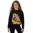 thumbnail image 1 of Xixirimido Sloth Sunflower Black Pattern Girls' Hoodies Sweatshirts Half Zipper Pullover Crop Tops with Pocket for Teen Girls Long Sleeve Sweater Size 5-6, 1 of 7