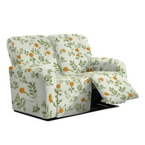 Xixirimido Stretch Recliner Slipcovers Printed Sofa Cover 6-Piece Reclining Chair Covers Recliner Chair Cover with Pockets Furniture Protector for Living Room, Boho Floral Leaf White