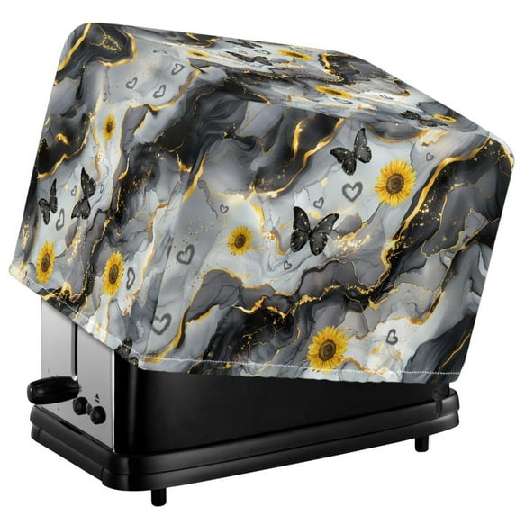 Xixirimido Sunflower Black Butterfly Marble Print Toaster Cover Kitchen Accessories Kitchen Small Appliance Dust Proof Cover with Drawstring Bread Maker Toaster Cover, for 2 Slice