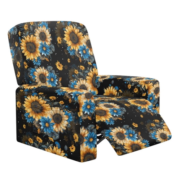 Xixirimido Sunflower Pattern Recliner Slipcovers 4 Pieces Lazyboy Recliner Chair Cover Non Slip Recliner Couch Covers for Recliner Chair with Storage Pockets Furniture Protector