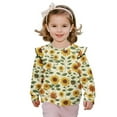 thumbnail image 1 of Xixirimido Sunflower Print Toddler Girls Fall Winter Sweatshirt Long Sleeve Ruffle Trim Pullover Top Cute Graphic Crewneck Sweater Outfit, for 5-6Y, 1 of 7