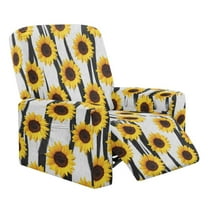 Xixirimido Sunflower Zebra Stripe Pattern Printed Recliner Slipcover Stretch Reclining Chair Covers 4 Pieces Non Slip Recliner Sofa Slipcovers with Pocket Lazy Boy Chair Cover for Pet Kid