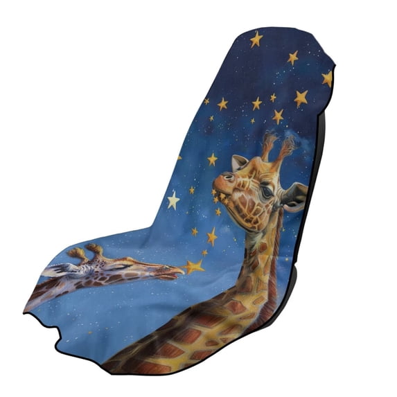 Xixirimido Sweating Car Seat Cover for Post Gym Workout, Running, Swimming, Beach Universal Fit Non-Slip Towel Bucket Seat Protector for Cars SUV Trucks, Giraffe Stars Galaxy Blue, 2Pack