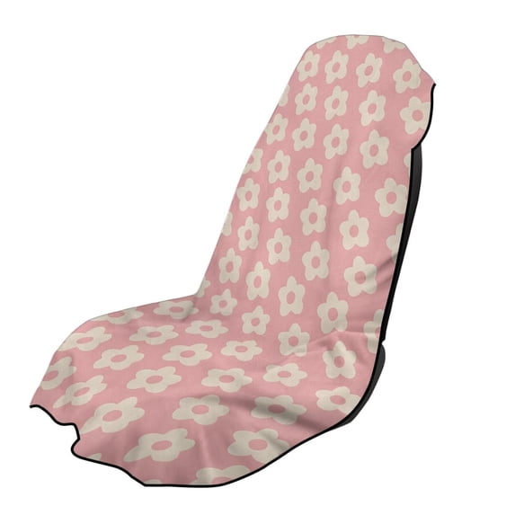 Xixirimido Sweating Car Seat Cover for Post Gym Workout, Running, Swimming, Beach Universal Fit Non-Slip Towel Bucket Seat Protector for Cars SUV Trucks, Pink Plumeria Flower