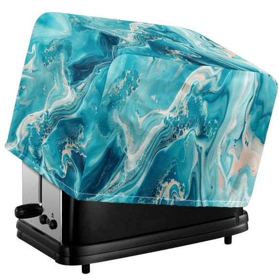 Xixirimido Teal Color Marble Print Toaster Cover Toaster Oven Cover with Drawstring Toaster Appliance Dust Proof Cover for Kitchen Small Appliance Kitchen Accessories, for 2 Slice