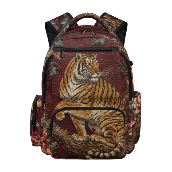 Xixirimido Tiger Kids Backpack for Boys Preschool Elementary Students Bookbag 17inch Large School Bag Multi-pocket Lightweight Backpacks