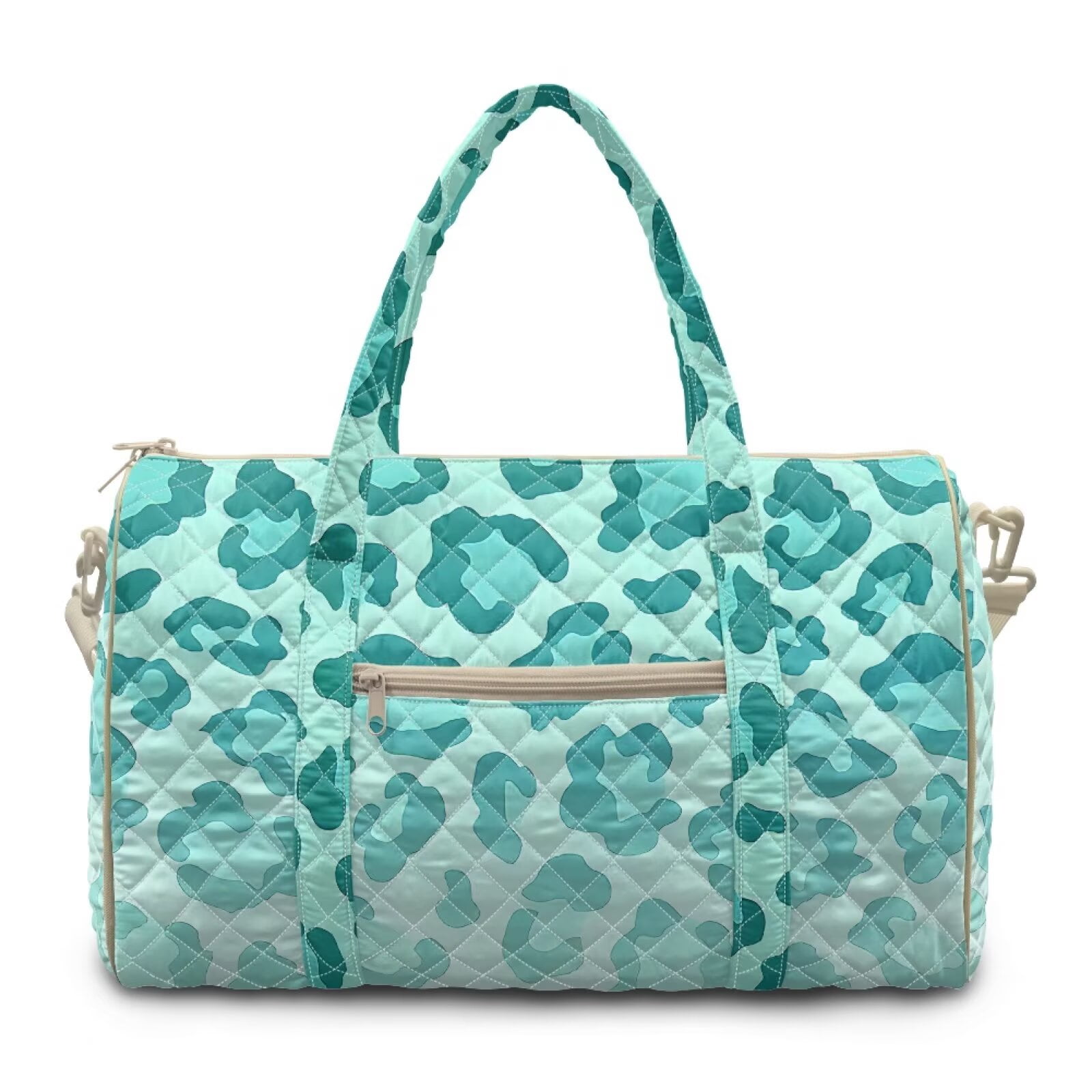 Xixirimido Travel Duffle Bags Quilted Weekender Overnight Bags for Women Men Hospital Bag for Women Labor Delivery Multi-pocket, Teal Leopard