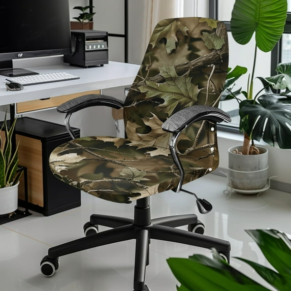Xixirimido Tree Camo Pattern Office Chair Cover Stretchable Removable Computer Chair Back Covers High Back Office Desk Chair Slipcovers Anti-Dust for Office Home, Large