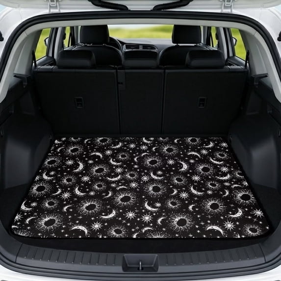 Xixirimido Universal Car Trunk Mat 29" x 39", All Weather Trunk Protection Durable Cargo Liner Mat Auto Interior Accessories Fit for Most Car Models, Celestial Sun Moon Stars