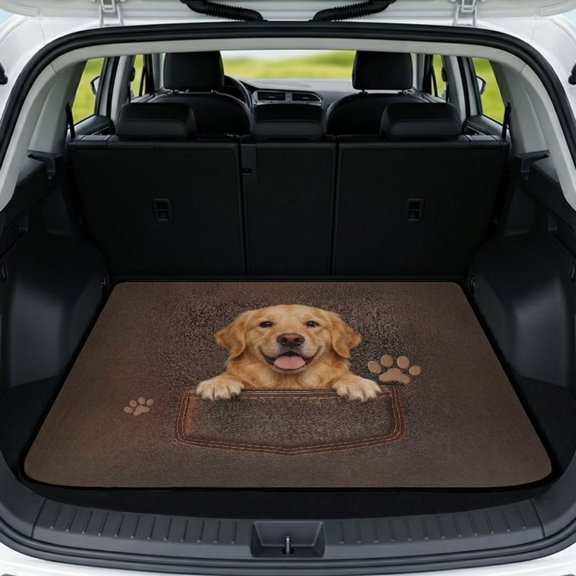 Xixirimido Universal Car Trunk Mat 29" x 39", All Weather Trunk Protection Durable Cargo Liner Mat Auto Interior Accessories Fit for Most Car Models, Golden Retriever Pocket Paw