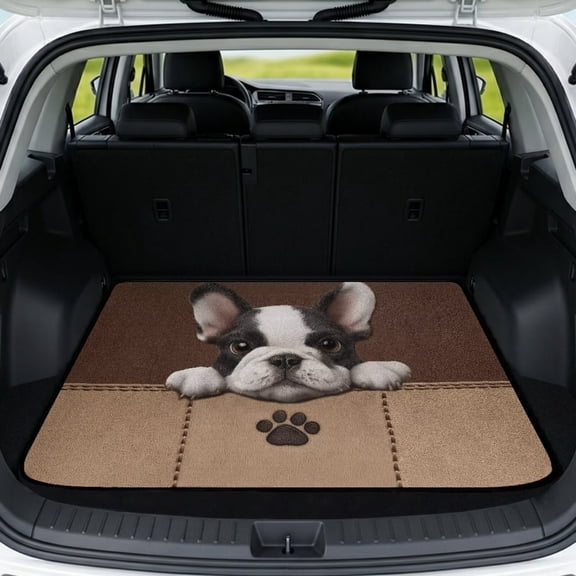 Xixirimido Universal Car Trunk Mat All Weather Trunk Protection Cargo Liner, Durable Non-slip Cargo Mat Rear Trunk Liner Car Accessories, French Bulldog Paw