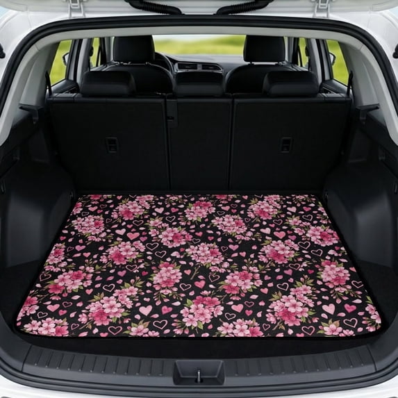 Xixirimido Universal Car Trunk Mat All Weather Trunk Protection Cargo Liner, Durable Non-slip Cargo Mat Rear Trunk Liner Car Accessories, Pink Cherry Blossom