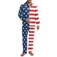 thumbnail image 1 of Xixirimido Vibrant American Flag Pattern Mens Pajama Set Soft Button Down Pajamas Long Sleeve Pjs Sleepwear Loungear Comfy Sleep Sets with Pockets, Large, 1 of 4