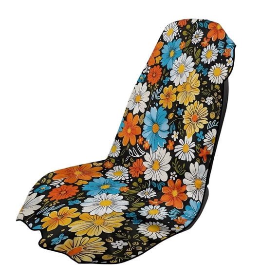 Xixirimido Vibrant Hippie Daisy Flower Print Car Towel Seat Covers Multifunctional Towel for Gym Outdoor Sport, Picnic, Beach, Pet Travel, Non-Slip Washable Car Seat Protector