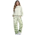 thumbnail image 1 of Xixirimido Vintage Leaf Green Print Women's 2 Piece Outfits Lounge Set Mock Neck Long Sleeve Sweatshirt With Wide Leg Pants Sweatsuits Fall Fashion Airport Tracksuit, Medium, 1 of 7