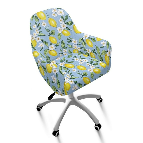 Xixirimido Vintage Lemon Floral Pattern Stretch Office Chair Cover Desk Chair Cover for Armrest Chair Universal Swivel Chair Slipcovers Mid Back Accent Dining Chair Protector