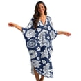 thumbnail image 1 of Xixirimido Vintage Peony Floral Blue Print Women’s Plus Size Beach Kaftan Dress V-Neck Batwing Sleeve Swimsuit Cover Up Flowy Caftan Dress for Pool, Cruise & Resort Wear, 1 of 7