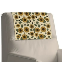 Xixirimido Vintage Sunflower Dog Paws Pattern Leather Recliner Headrest Cover Washable Recliner Headrest Protector Non Slip Chair Head Cover for Sofa Couch Furniture Decor, 2Pcs