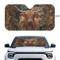 thumbnail image 1 of Xixirimido Windshield Sunshade for Car Foldable Front Window Cover Sun Shade Sun Visor Block UV Rays Universal Fit Automotive Accessories, American Flag Highland Cattle Leaves, 1 of 8