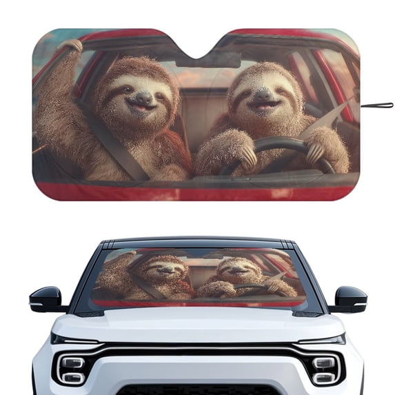 Xixirimido Windshield Sunshade for Car Foldable Front Window Cover Sun Shade Sun Visor Block UV Rays Universal Fit Automotive Accessories, Cute Sloths