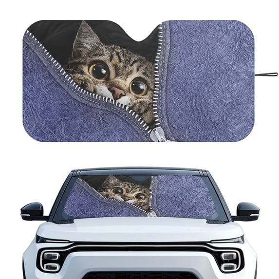 Xixirimido Windshield Sunshade for Car Foldable Front Window Cover Sun Shade Sun Visor Block UV Rays Universal Fit Automotive Accessories, Cat