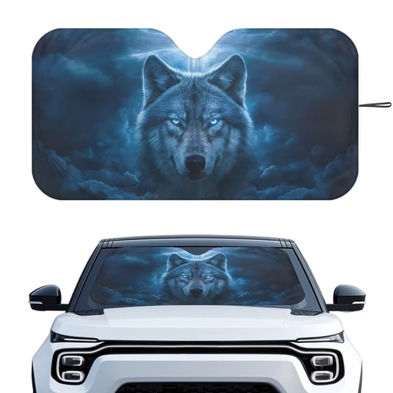 Xixirimido Windshield Sunshade for Car Foldable Front Window Cover Sun Shade Sun Visor Block UV Rays Universal Fit Automotive Accessories, Wolf