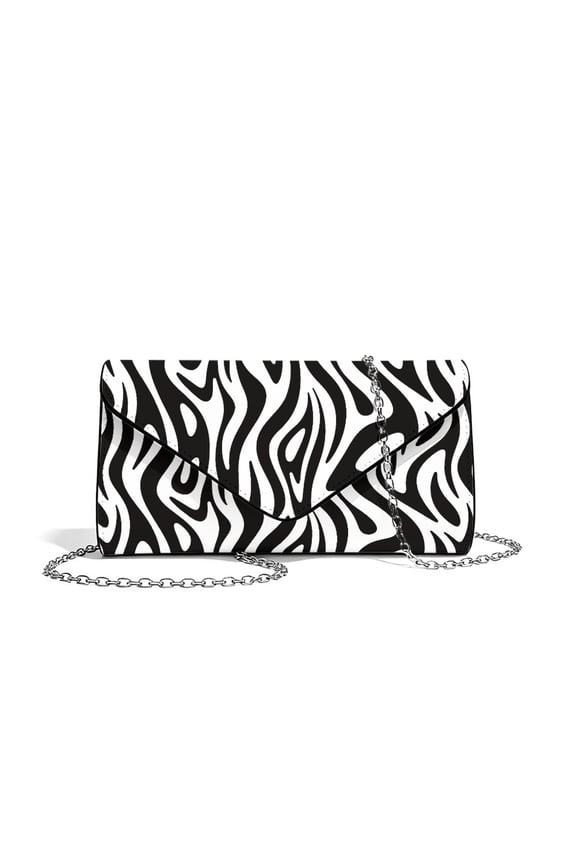 Women Evening Bags Formal Clutch Purses for Wedding Party Prom Leather Clutches Envelope Handbags with Shoulder Strap, Black Zebra Stripe