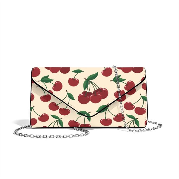 Xixirimido Women Evening Bags Formal Clutch Purses for Wedding Party Prom Leather Clutches Envelope Handbags with Shoulder Strap, Cherries Beige