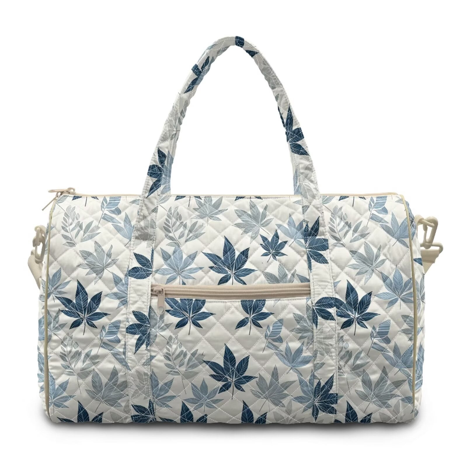 Xixirimido Women Quilted Travel Duffle Bag Duffel Overnight Bags Large Carry on Tote Bag Weekender Traveling Yoga Gym Hospital Bag, Abstract Leaves