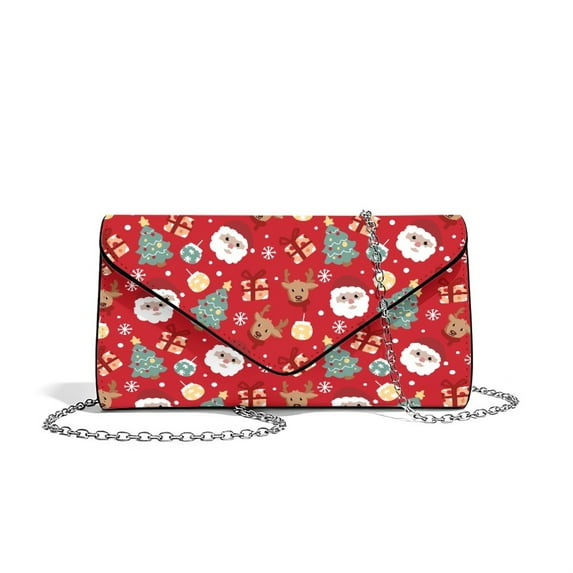 Xixirimido Women’s Clutch Bag Clutch Purses for Formal Wedding Party Cocktail Prom Evening Handbag Leather Envelope Bags , Christmas Trees Santa Reindeer