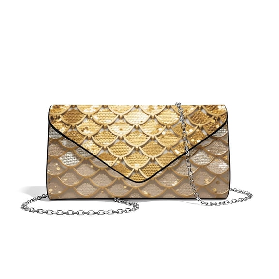 Xixirimido Women’s Clutch Bag Clutch Purses for Formal Wedding Party Cocktail Prom Evening Handbag Leather Envelope Bags Crossbody Bag, Gold Mermaid Scale