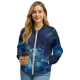 thumbnail image 1 of Xixirimido Women's Windbreaker Bomber Jacket Zip Up Jacket Fall Winter Casual Coat Lightweight Women Loose Fit Outerwear with Pockets, Sea Turtle Floral Galaxy, XX-Large, 1 of 7
