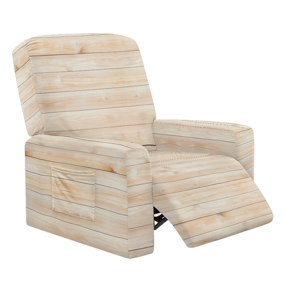 Xixirimido Woodgrain Beige Recliner Slipcovers 4 Pieces Stretch Lazyboy Recliner Chair Cover Non Slip Recliner Couch Covers with Storage Pockets Furniture Protector