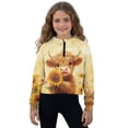 thumbnail image 1 of Xixirimido Yellow Highland Cow Sunflower Pattern Girls' Hoodies Sweatshirts with Pocket Half Zipper Pullover Crop Tops for Teen Girls Long Sleeve Sweater Size 9-10 Years, 1 of 7