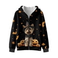 thumbnail image 1 of Xixirimido Yorkie Bats Jack-O-Lantern Halloween Printed Kids Hoodies for Boys Girls Zip Up Jacket with Pocket Teens Long Sleeve Hooded Sweatshirt Fall Winter Pullover Top for 9-11 Years, 1 of 7
