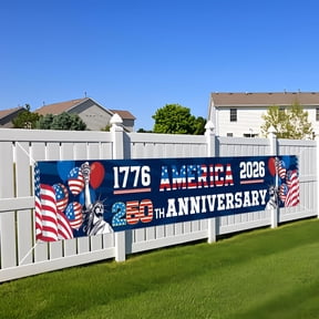 Xiyadun American 120 in x 20 in Polyester Independence Day Outdoor Banner, Weatherproof