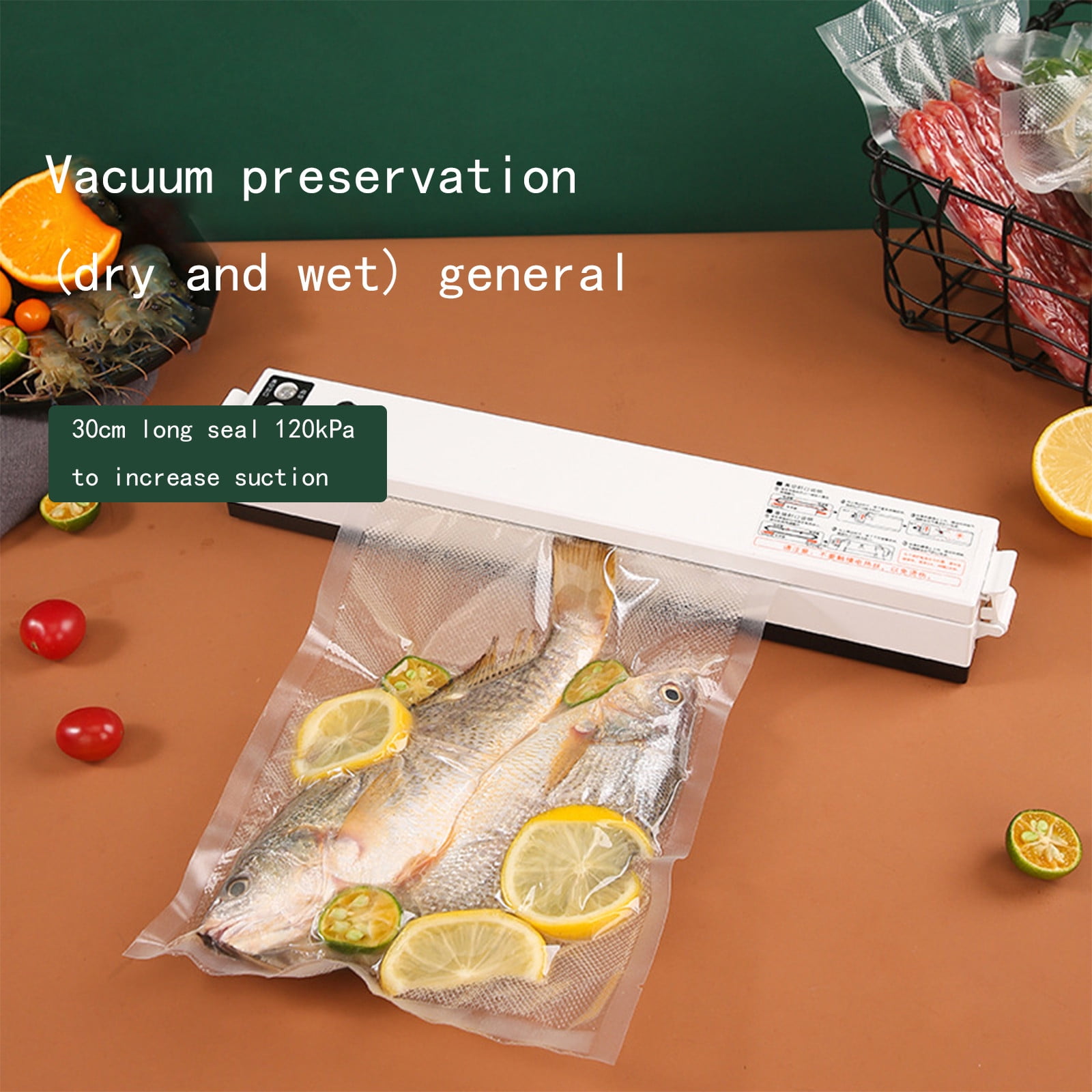Automatic Vacuum Sealer Machine For Food - Digital Display, One-Touch Operation For Meat, Fruits & More (Includes 20 Bags)