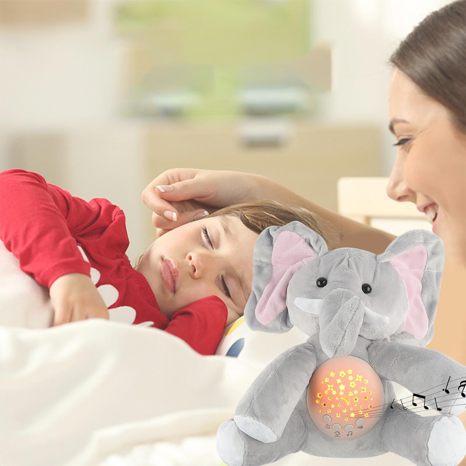 Xiying Breathing Elephant Stuffed Plushie With Lights & Music ...
