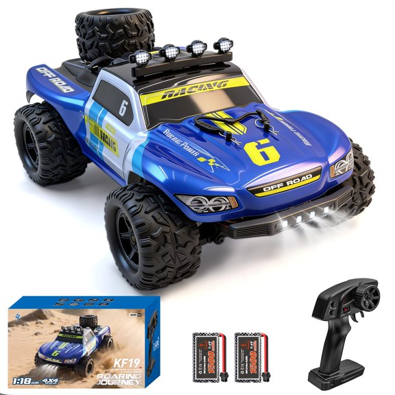 XiyoRC Remote Control Cars, 1:18 RC Cars for Adults, 40KM/H High-Speed RC Truck, 4X4 All-Terrain Remote Control Truck, RC Buggy with 2 Batteries, IPX4 Waterproof, 2.4GHz Remote, Head Lights Y101