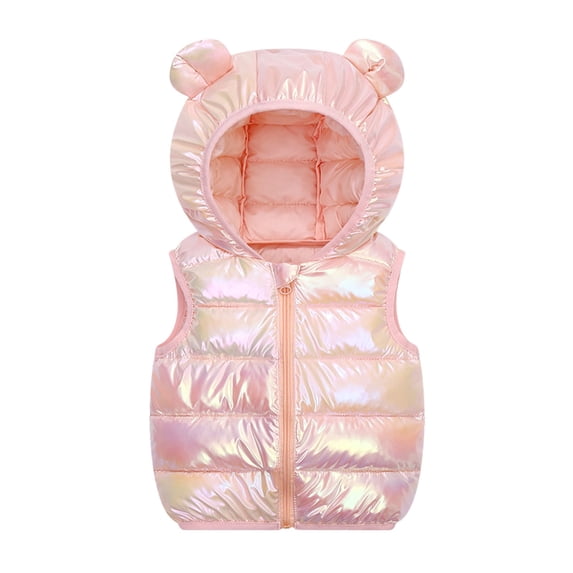 Xiyon Kids Coat Girls Reversible Vest With Hood Color Changing Winter Warm Sleeveless Jacket For Outdoor Activities 3-4 Years