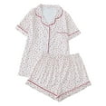 thumbnail image 1 of Xiyon Pajamas Set For Women Casual Short Sleeve Sleepwear Printed Button Front Top And Shorts Comfortable Sleepwear Outfit With Pockets Soft Lounge Sets, 1 of 5