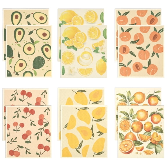 Xiyztok 12Pcs Swedish Dishcloths Super Absorbent Cellulose Sponge Paper Towels Reusable Kitchen Dishcloths Washable Soft Dish Towels for Washing Dishes