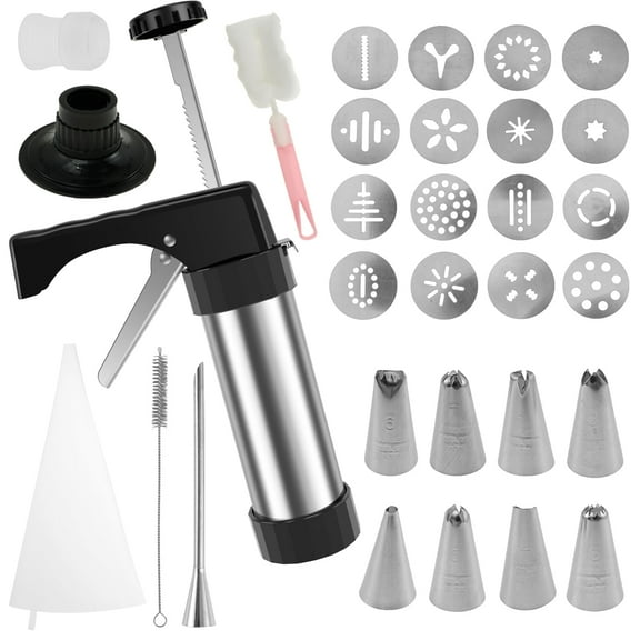 Tcwhniev 31Pack Churro Maker Machine Thickened Stainless Steel Churro Maker Kit Multifunctional Churro Maker Gun Kit Household Churro Cookie Making Kit for Homemade Churros Cookies