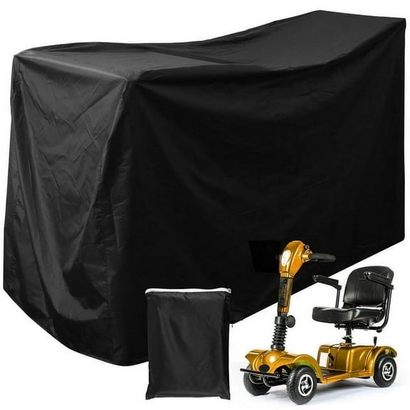 Xiyztok Mobility Scooter Cover,55in Waterproof Wheelchair Storage Cover for Travel Scooter Weather Cover Electric Chair Cover Heavy Duty 190D Oxford Fabric Rain Protector from Dust Dirt Sun,Black